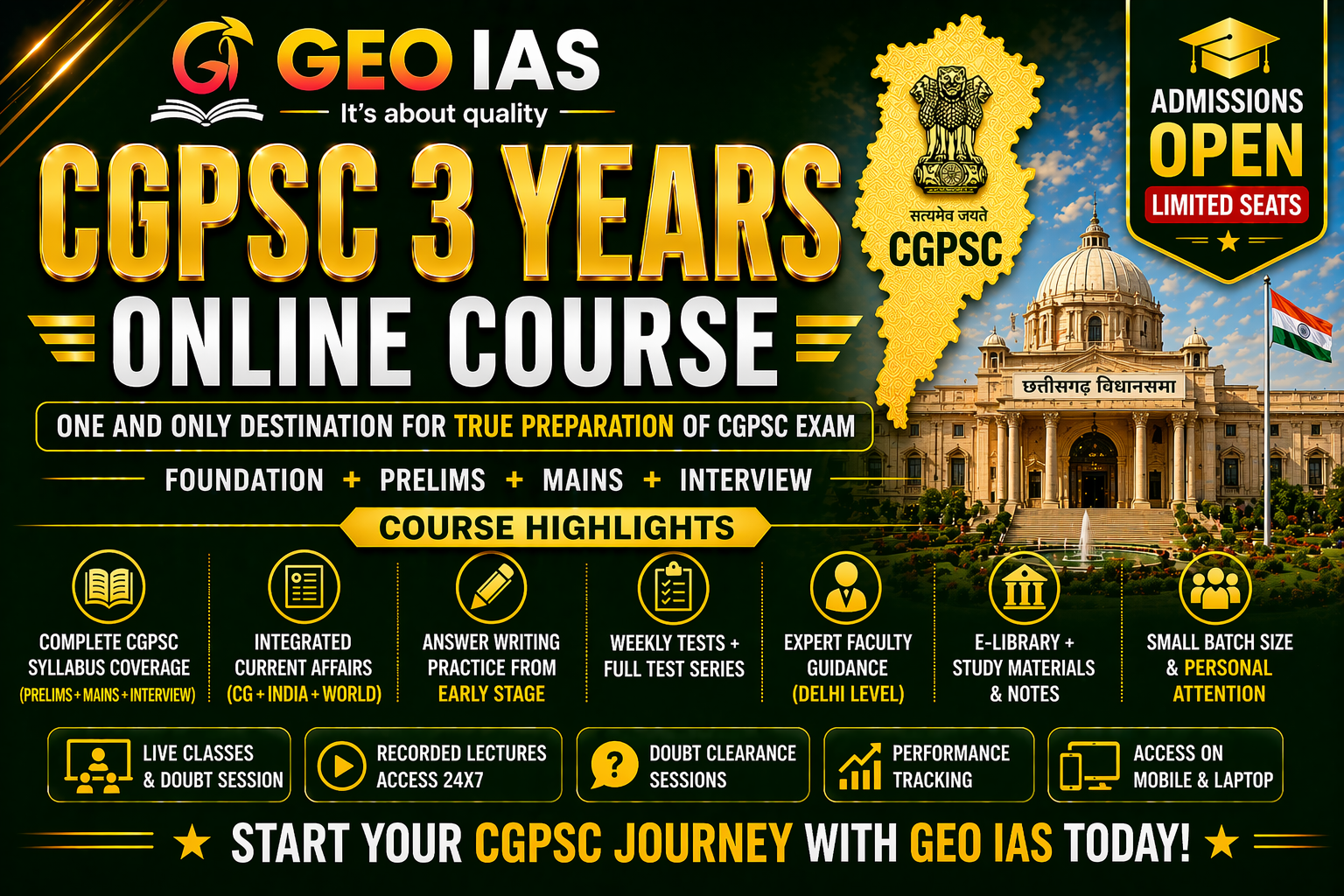 CGPSC 3 Years Integrated (Pre+Mains) Course (Online)